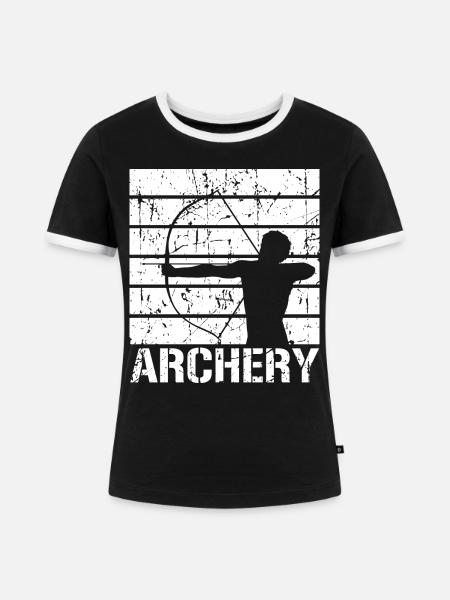 Lustiges Bogenschießen - Frauen Kontrast-T-Shirt - Schwarz/Weiß