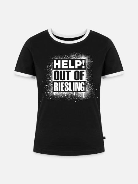 HELP! Out of Riesling - Frauen Kontrast-T-Shirt - Schwarz/Weiß