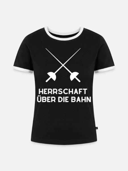 Herrschaft auf der Fechtbahn - Frauen Kontrast-T-Shirt - Schwarz/Weiß