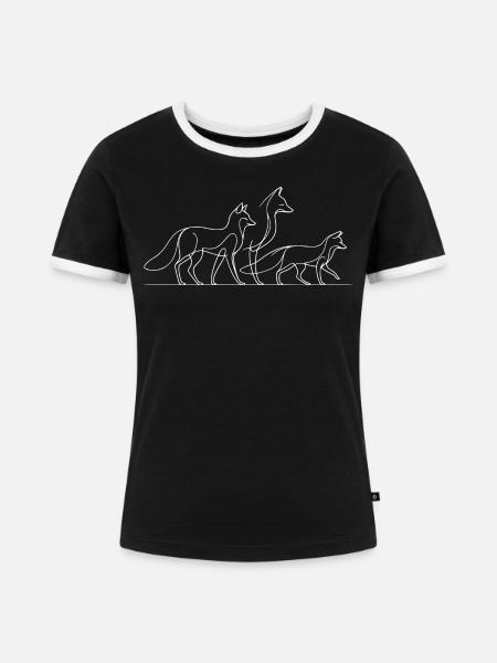 Familie Fuchs - Frauen Kontrast-T-Shirt - Schwarz/Weiß