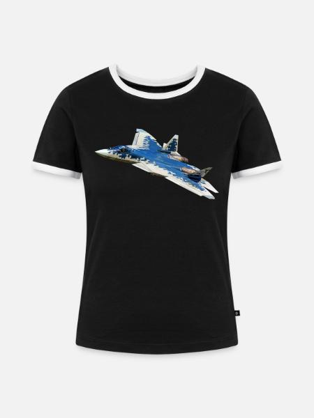 Su-57 - Frauen Kontrast-T-Shirt - Schwarz/Weiß