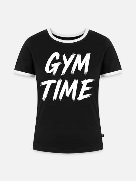 Zeit im Fitnessstudio - Frauen Kontrast-T-Shirt - Schwarz/Weiß