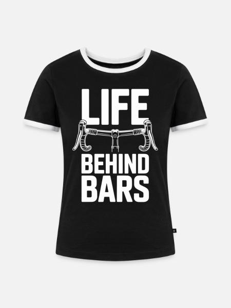 Life Behind Bars Radfahrer Shirt - Frauen Kontrast-T-Shirt - Schwarz/Weiß