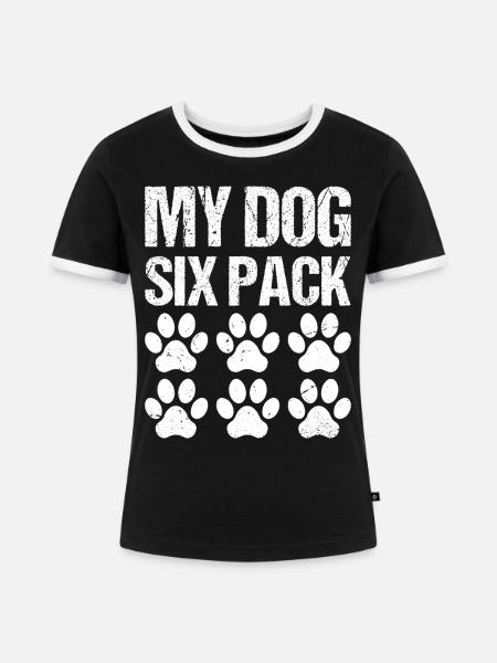 my dog six pack - Frauen Kontrast-T-Shirt - Schwarz/Weiß