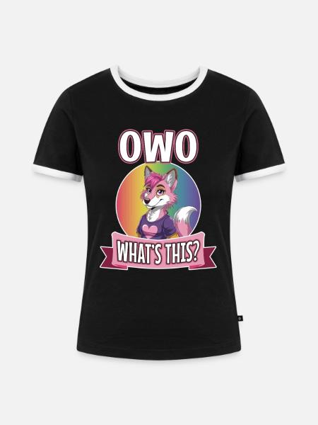 OwO What's This? - Frauen Kontrast-T-Shirt - Schwarz/Weiß