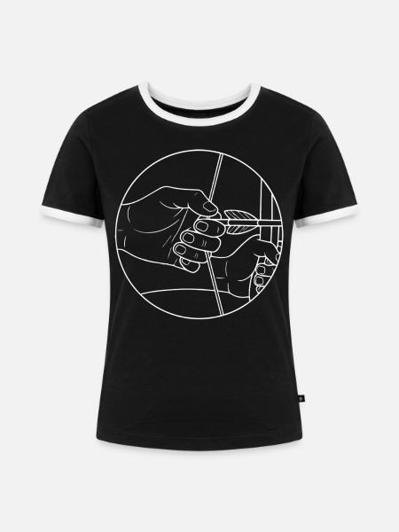 Bogenschießen Bogenschütze Ziel Design - Frauen Kontrast-T-Shirt - Schwarz/Weiß