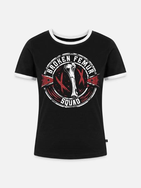 Gebrochener Oberschenkel Broken Femur Squad - Frauen Kontrast-T-Shirt - Schwarz/Weiß