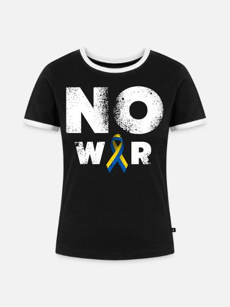 No War Ukraine Friedenszeichen - Frauen Kontrast-T-Shirt - Schwarz/Weiß