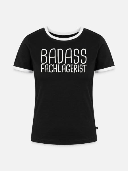 Fachlagerist Badass - Frauen Kontrast-T-Shirt - Schwarz/Weiß