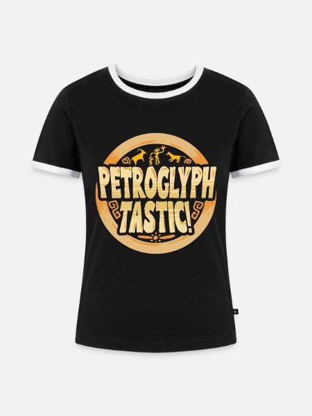 Petroglyphe Tastic Petroglyphen Piktogramme - Frauen Kontrast-T-Shirt - Schwarz/Weiß