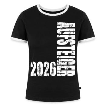 Aufsteiger 2026 Aufstiegstrikot Aufstieg 26 - Frauen Kontrast-T-Shirt - Schwarz/Weiß - Vorne - Selfina (174cm)