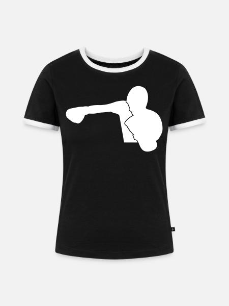 Boxer boxen sportlich - Frauen Kontrast-T-Shirt - Schwarz/Weiß