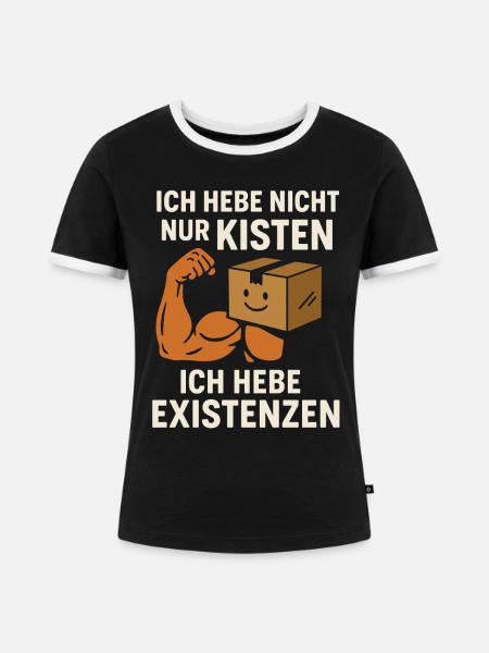 Ich hebe Existenzen Umzug Umzugshelfer  - Frauen Kontrast-T-Shirt - Schwarz/Weiß