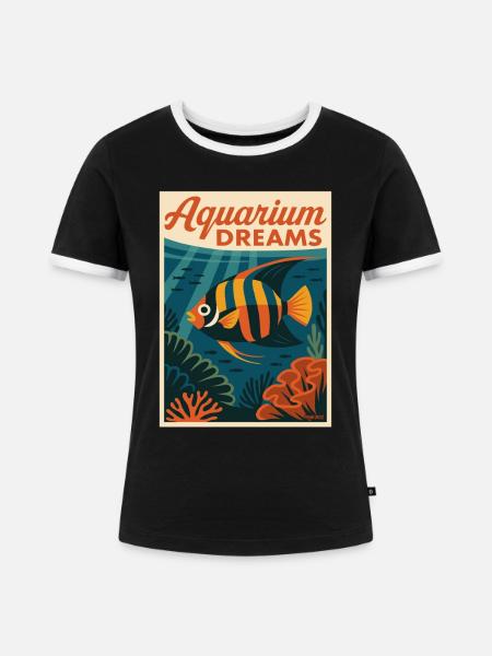 Aquarium Dreams Fische Poster - Frauen Kontrast-T-Shirt - Schwarz/Weiß