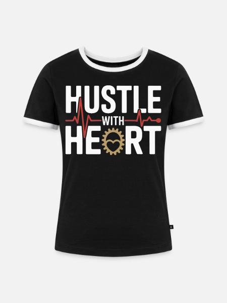 Hustle mit Herz Geardesign - Frauen Kontrast-T-Shirt - Schwarz/Weiß