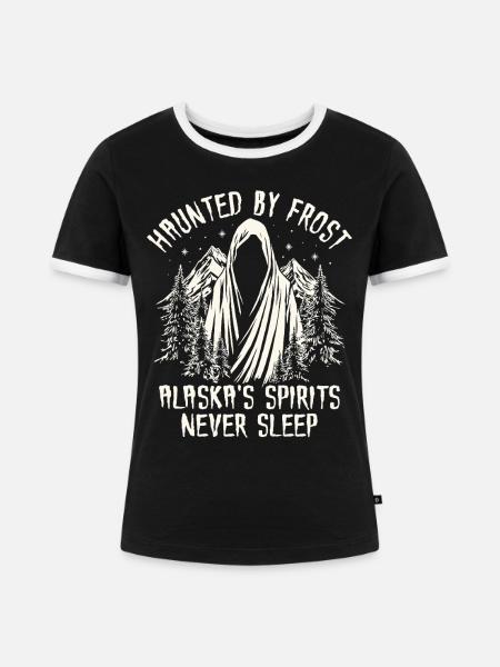 Frostgespenster über Alaskas Gipfel - Frauen Kontrast-T-Shirt - Schwarz/Weiß