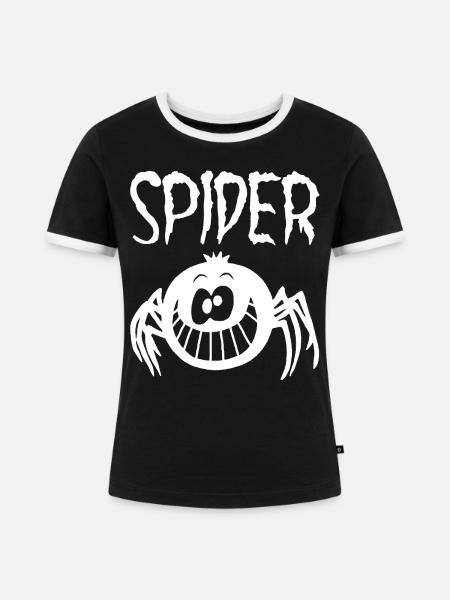 Lustige schwarze Spinne - Frauen Kontrast-T-Shirt - Schwarz/Weiß