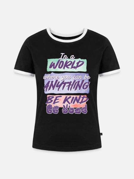 ASL Dolmetscher Gebärdensprache - Frauen Kontrast-T-Shirt - Schwarz/Weiß