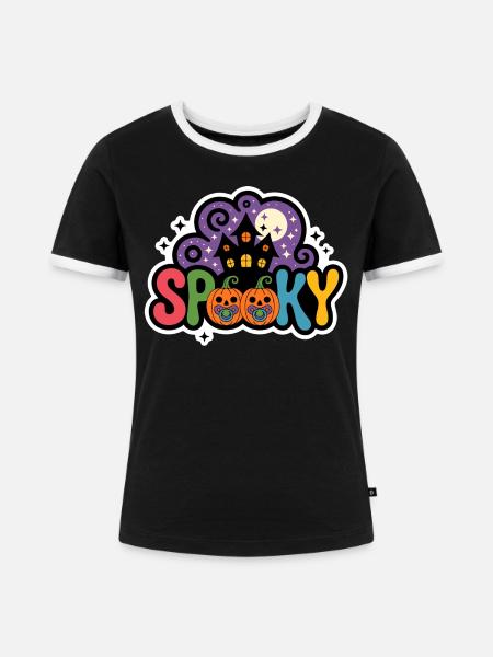Spukhaus Halloween - Frauen Kontrast-T-Shirt - Schwarz/Weiß