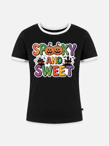 Spooky and Sweet Halloween - Frauen Kontrast-T-Shirt - Schwarz/Weiß