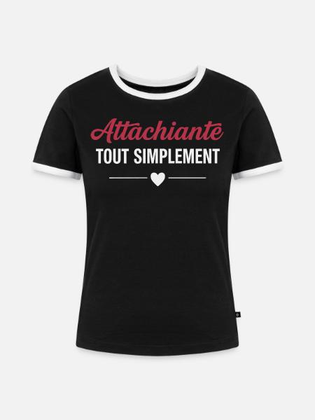Einfach liebenswerter, femininer Humor - Frauen Kontrast-T-Shirt - Schwarz/Weiß