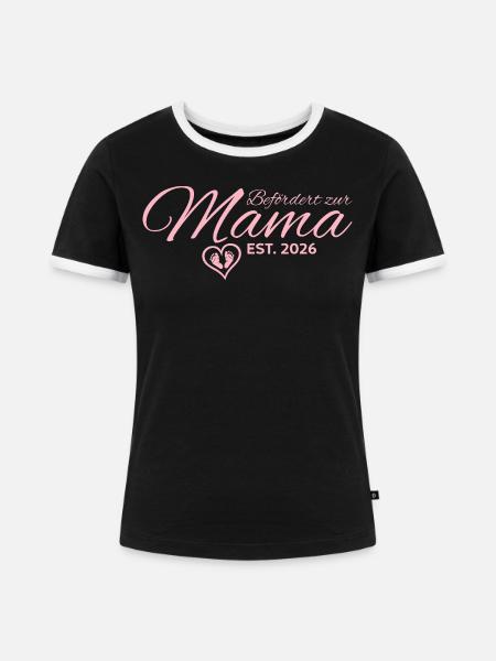 Werdende Mutter 2026 Schwangerschaft verkünden - Frauen Kontrast-T-Shirt - Schwarz/Weiß