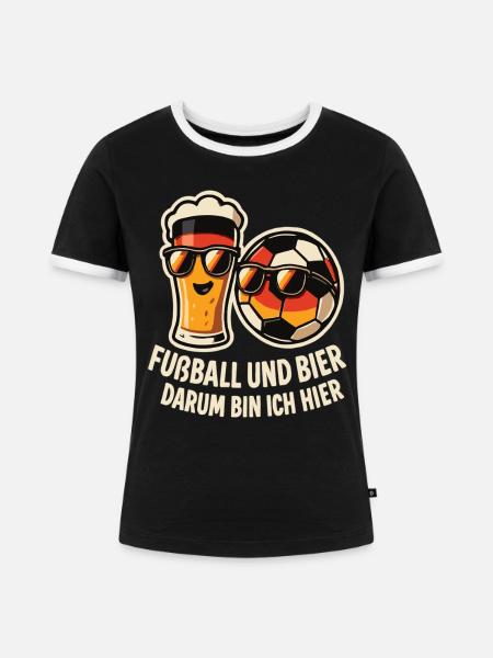 Fußball und Bier Deutschland Fan - Frauen Kontrast-T-Shirt - Schwarz/Weiß