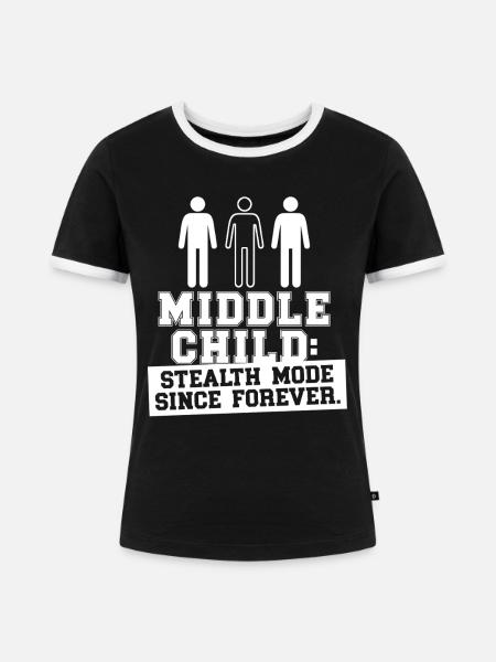 Mittelkind Mittleres Kind Bruder Schwester - Frauen Kontrast-T-Shirt - Schwarz/Weiß