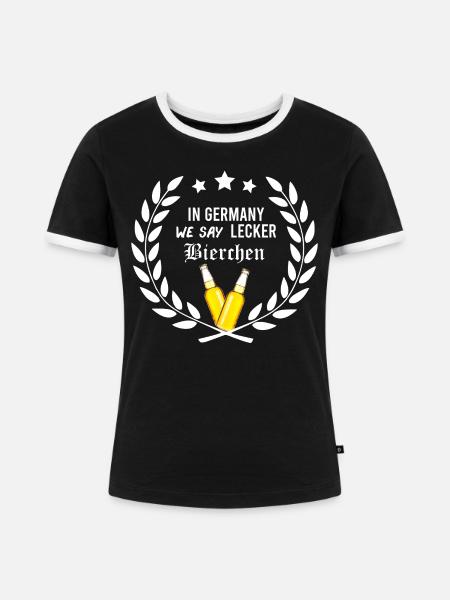 In_Germany_we_say_Lecker_Bierchen_-_geek_ - Frauen Kontrast-T-Shirt - Schwarz/Weiß