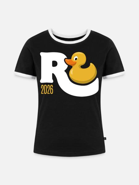 Gummiente Rente 2026 - Ruhestand - Pension - Frauen Kontrast-T-Shirt - Schwarz/Weiß