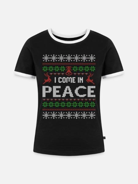 Peace | ugly christmas Design - Partnerlook - Frauen Kontrast-T-Shirt - Schwarz/Weiß