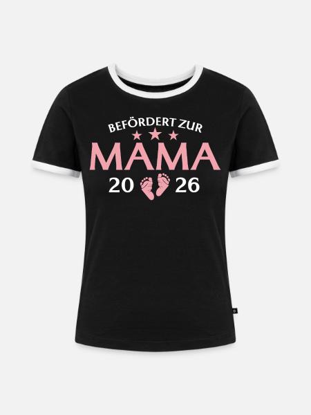 Mutter 2026 Befördert zur Mama - Frauen Kontrast-T-Shirt - Schwarz/Weiß