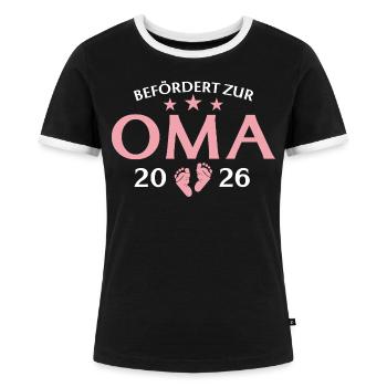 Großmutter 2026 Befördert zur Oma - Frauen Kontrast-T-Shirt - Schwarz/Weiß - Vorne - Selfina (174cm)