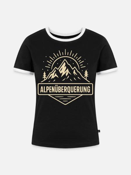 Alpenüberquerung Wandern Bergsteigen Outdoor - Frauen Kontrast-T-Shirt - Schwarz/Weiß