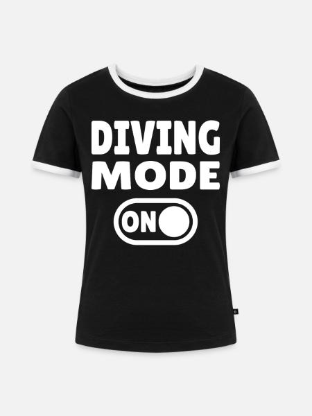Diving Mode On – Tauchen - Frauen Kontrast-T-Shirt - Schwarz/Weiß