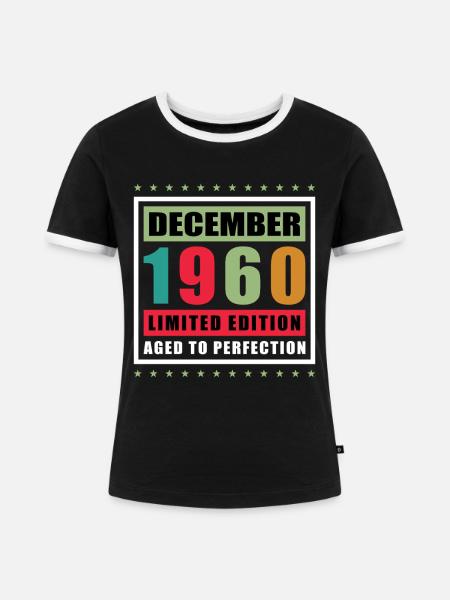 Dezember 1960 - 1960 Dezember - Frauen Kontrast-T-Shirt - Schwarz/Weiß