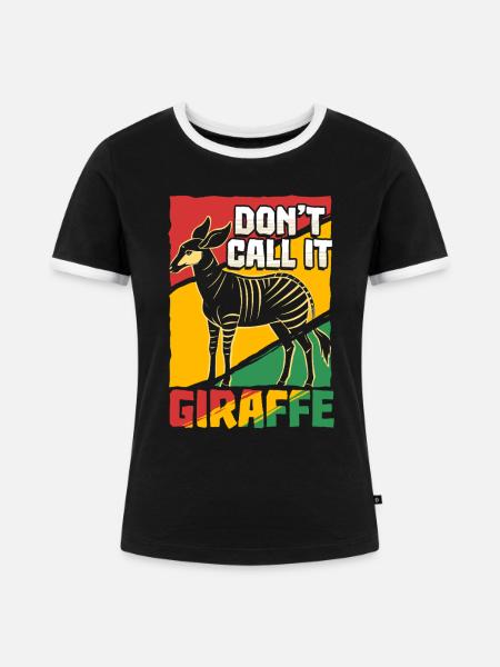 Okapi Tier - Frauen Kontrast-T-Shirt - Schwarz/Weiß