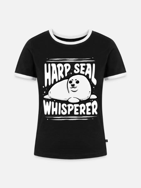Sattelrobbe Robben Harp Seal Whisperer - Frauen Kontrast-T-Shirt - Schwarz/Weiß
