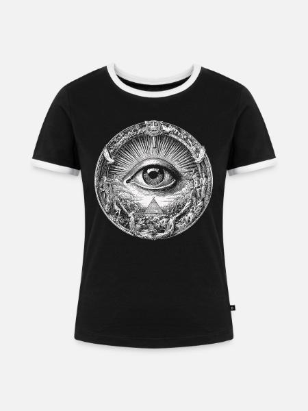 Kreisauge - Frauen Kontrast-T-Shirt - Schwarz/Weiß