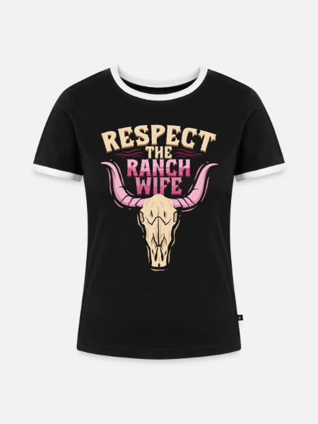 Ehefrau eines Bauern Mutter - Frauen Kontrast-T-Shirt - Schwarz/Weiß