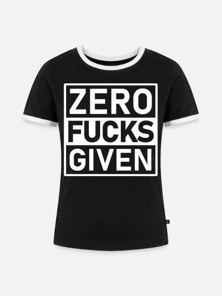 Zero Fucks Given Warnetikett - Frauen Kontrast-T-Shirt - Schwarz/Weiß