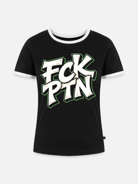 FCK PTN Anti Putin Statement - Frauen Kontrast-T-Shirt - Schwarz/Weiß