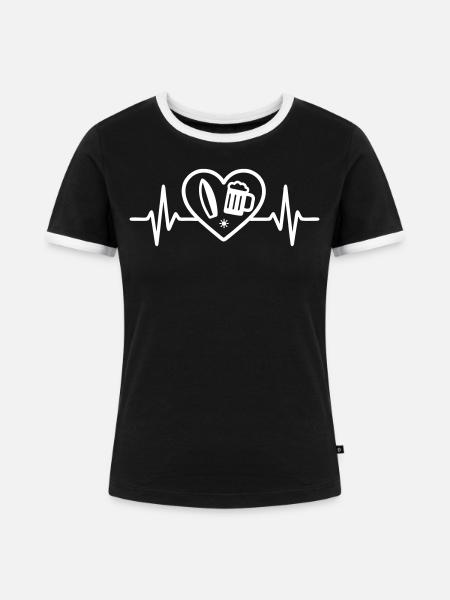 Coeur Surf Bier - Frauen Kontrast-T-Shirt - Schwarz/Weiß