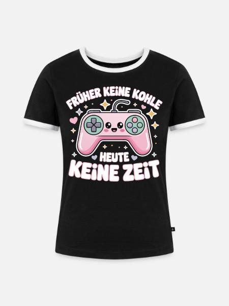 Retro Gamepad Spruchmotiv Gamer Design - Frauen Kontrast-T-Shirt - Schwarz/Weiß