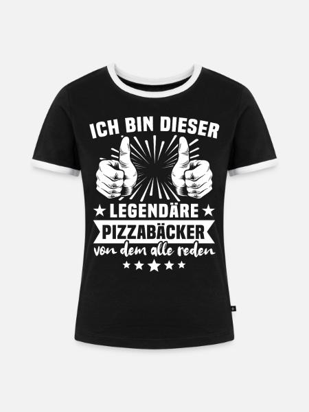 Pizzabäcker Legende - Frauen Kontrast-T-Shirt - Schwarz/Weiß