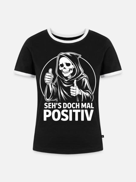 Positiv Grim Reaper - Frauen Kontrast-T-Shirt - Schwarz/Weiß
