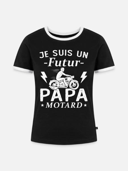 Ich bin ein werdender Biker-Vater - Frauen Kontrast-T-Shirt - Schwarz/Weiß