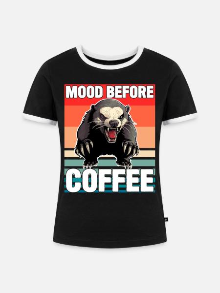 Honigdachs-Stimmung vor dem Kaffee - Frauen Kontrast-T-Shirt - Schwarz/Weiß