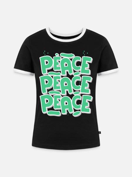 Peace - Frauen Kontrast-T-Shirt - Schwarz/Weiß