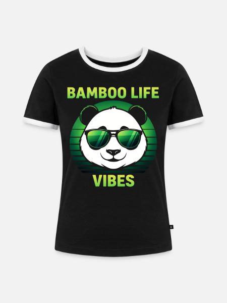 Cooler Panda mit Sonnenbrille - Frauen Kontrast-T-Shirt - Schwarz/Weiß